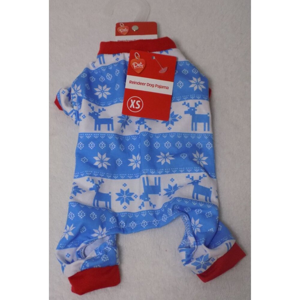 Pet Reindeer Dog Pajama Light Blue White Size (Extra Small) Clothes